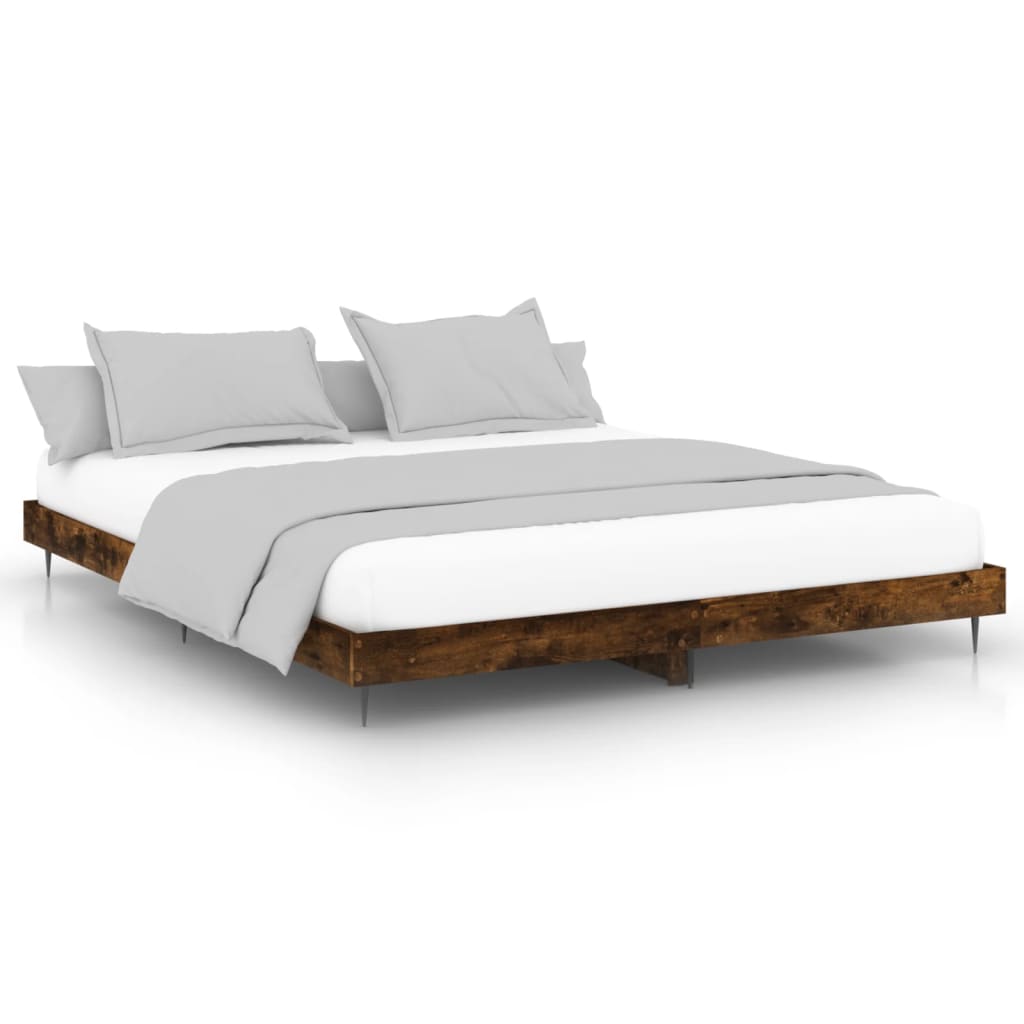 vidaXL Bedframe bewerkt hout gerookt eikenkleurig 150x200 cm