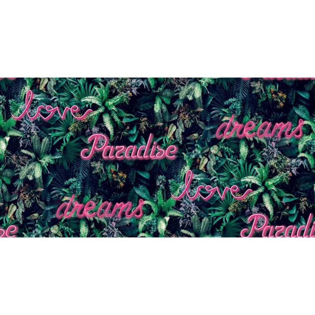 Noordwand Behang Good Vibes Neon letter with plants groen en roze