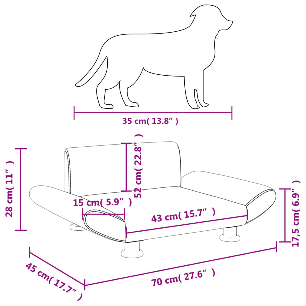 vidaXL Hondenmand 70x45x28 cm stof zwart