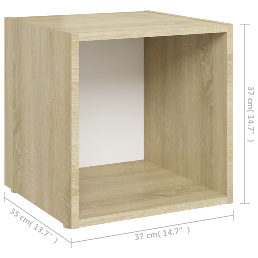 vidaXL Tv-meubelen 2 st 37x35x37 cm spaanplaat wit sonoma eikenkleurig