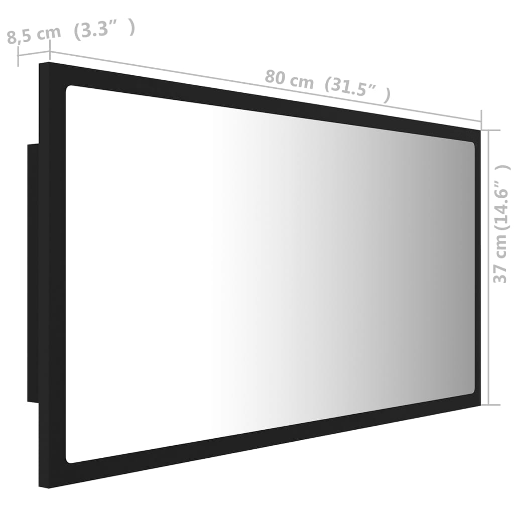 vidaXL Badkamerspiegel LED 80x8,5x37 cm acryl zwart