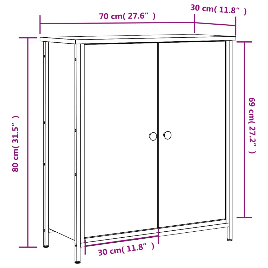 vidaXL Dressoir 70x30x80 cm bewerkt hout gerookt eikenkleurig