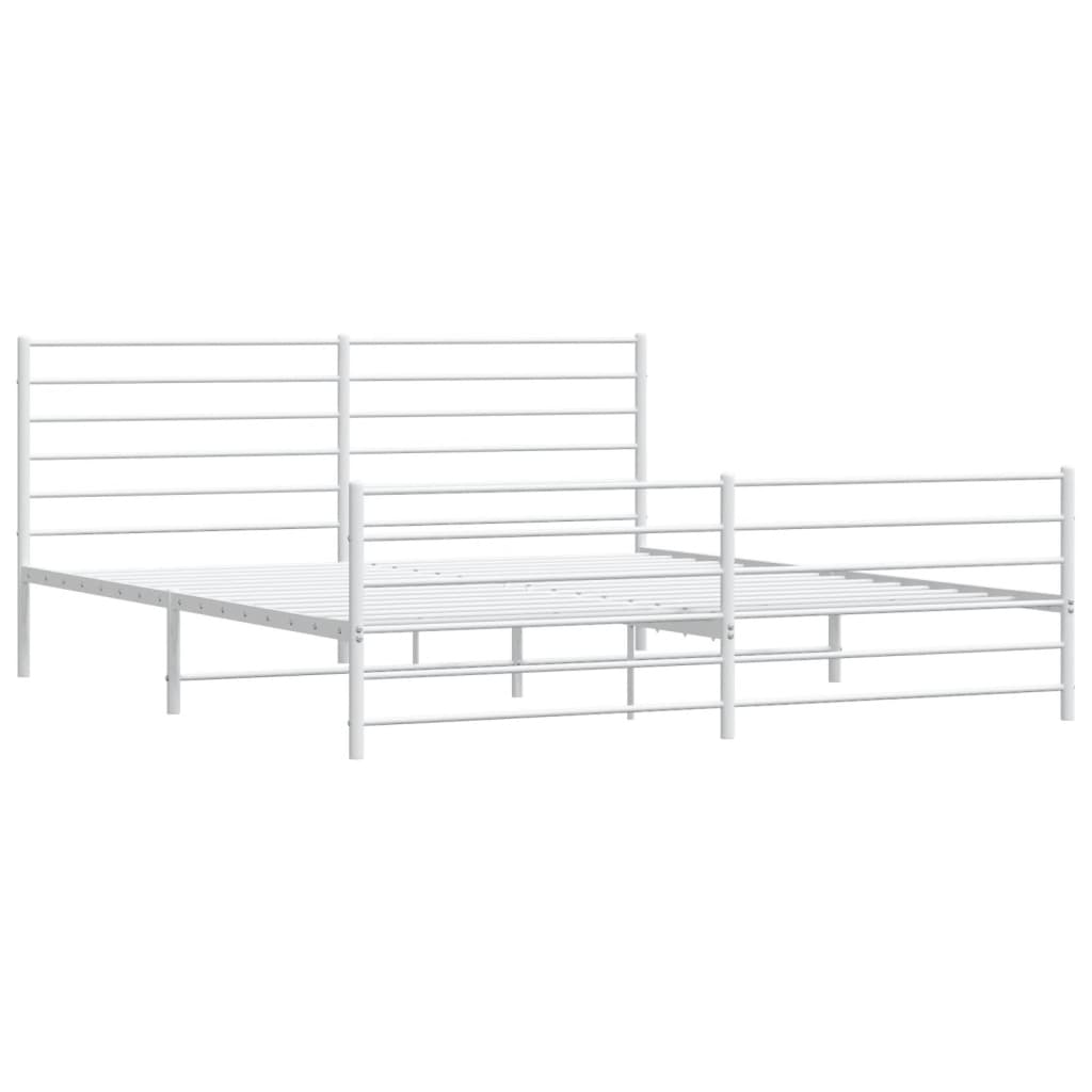 vidaXL Bedframe met hoofd- en voeteneinde metaal wit 200x200 cm