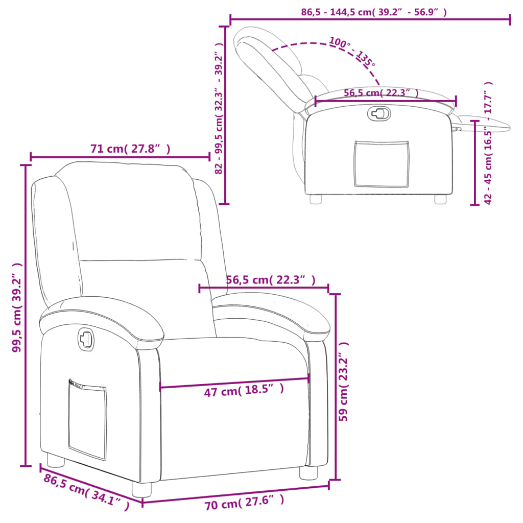 vidaXL Fauteuil verstelbaar fluweel donkergrijs