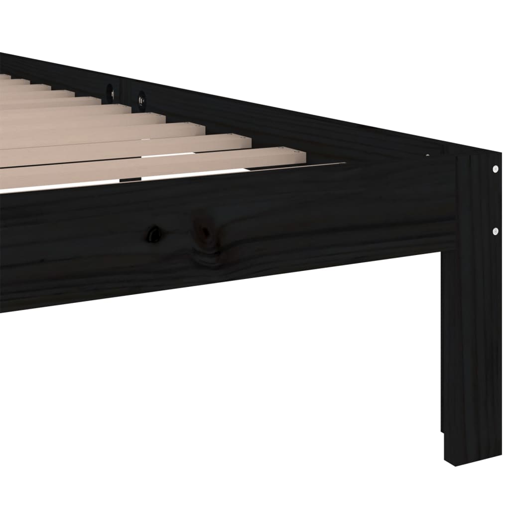 vidaXL Bedframe massief hout zwart 90x190 cm