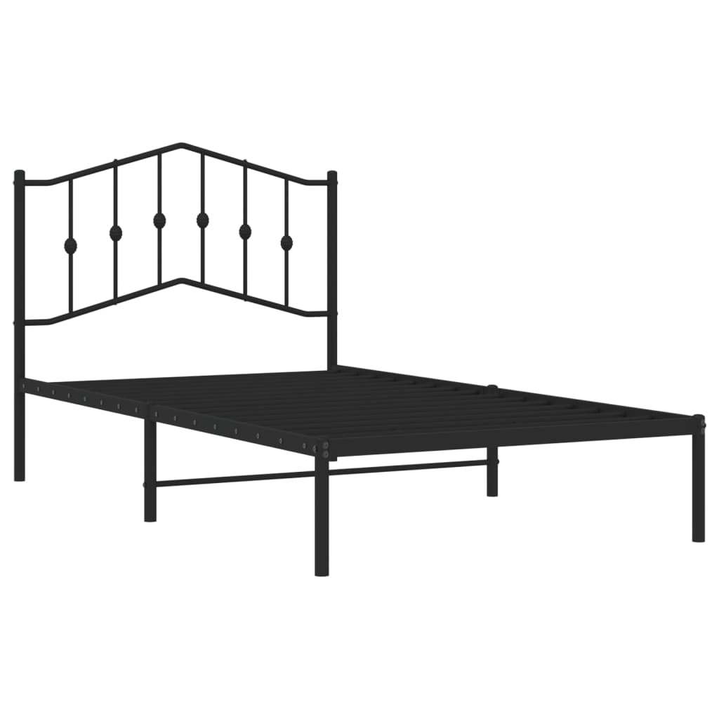 vidaXL Bedframe met hoofdbord metaal zwart 100x190 cm