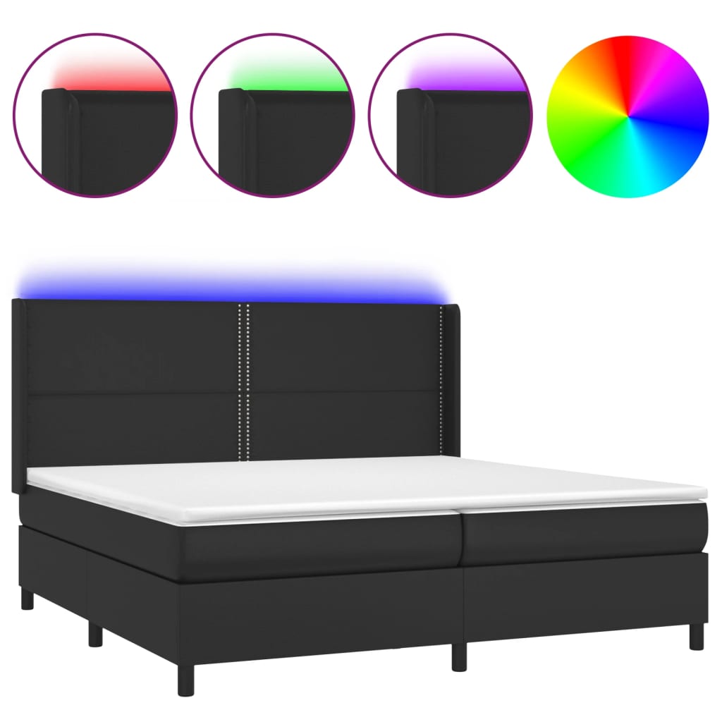 vidaXL Boxspring met matras en LED kunstleer zwart 200x200 cm