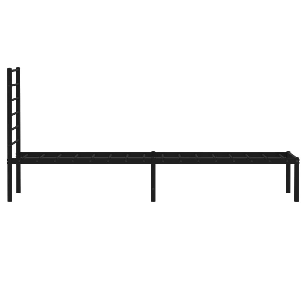 vidaXL Bedframe met hoofdbord metaal zwart 107x203 cm