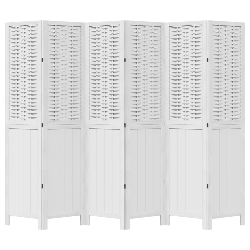 vidaXL Kamerscherm met 6 panelen massief paulowniahout wit