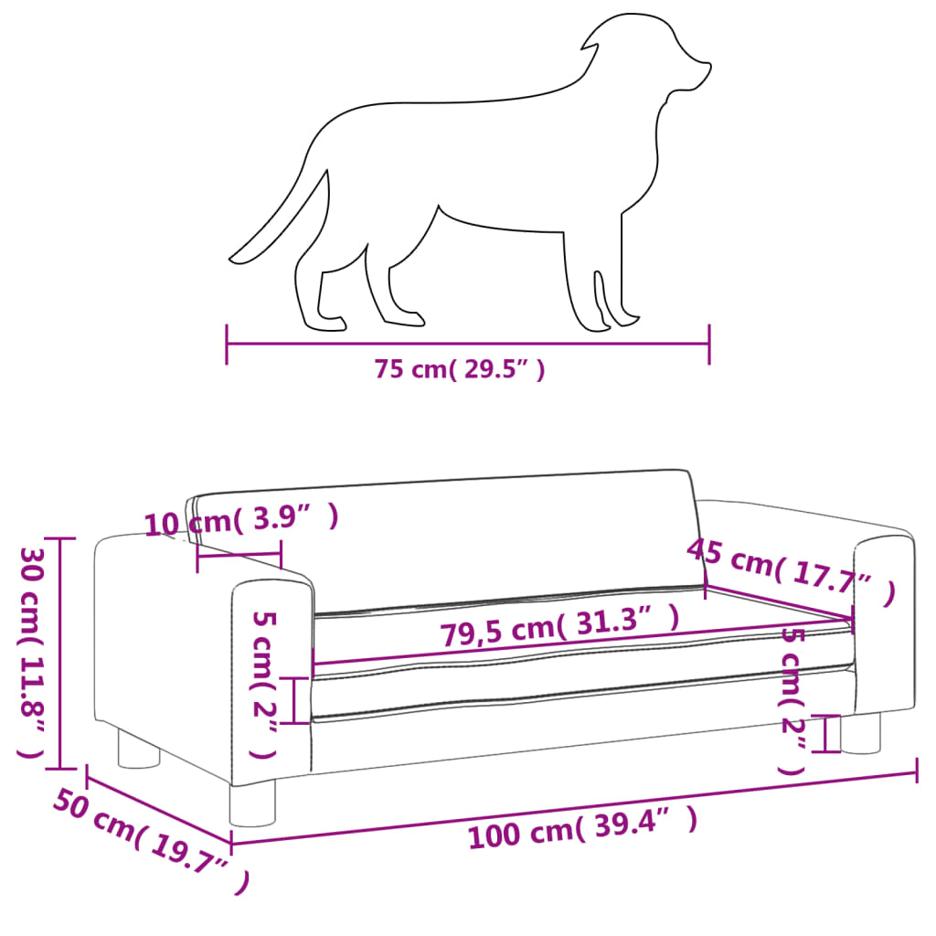 vidaXL Hondenmand met verlengstuk 100x50x30 cm kunstleer crèmekleurig