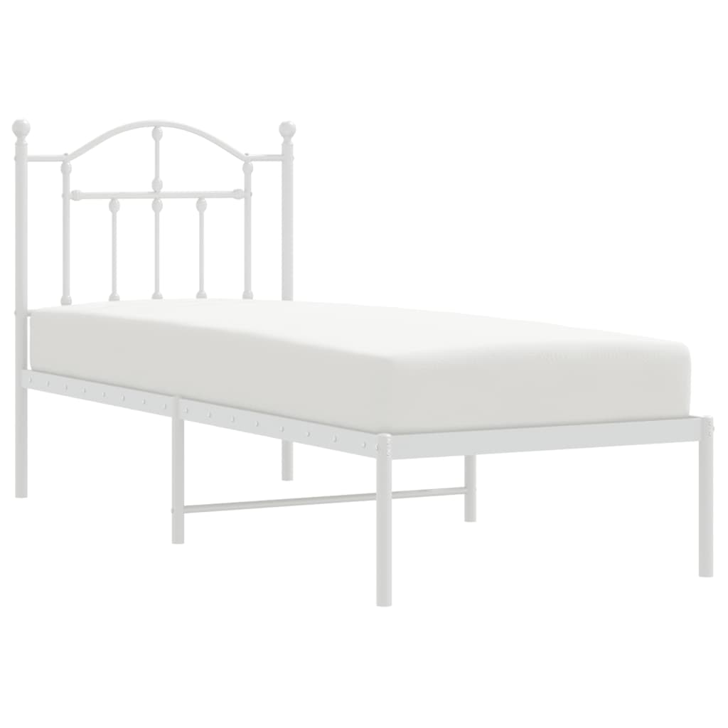 vidaXL Bedframe met hoofdbord zonder matras metaal wit 75x190 cm