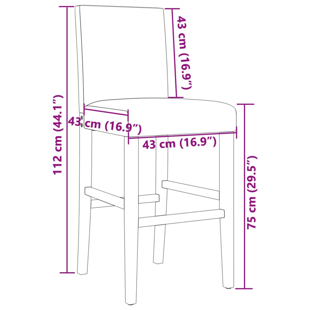 vidaXL Barstoelen 2 st massief rubberhout en kunstleer