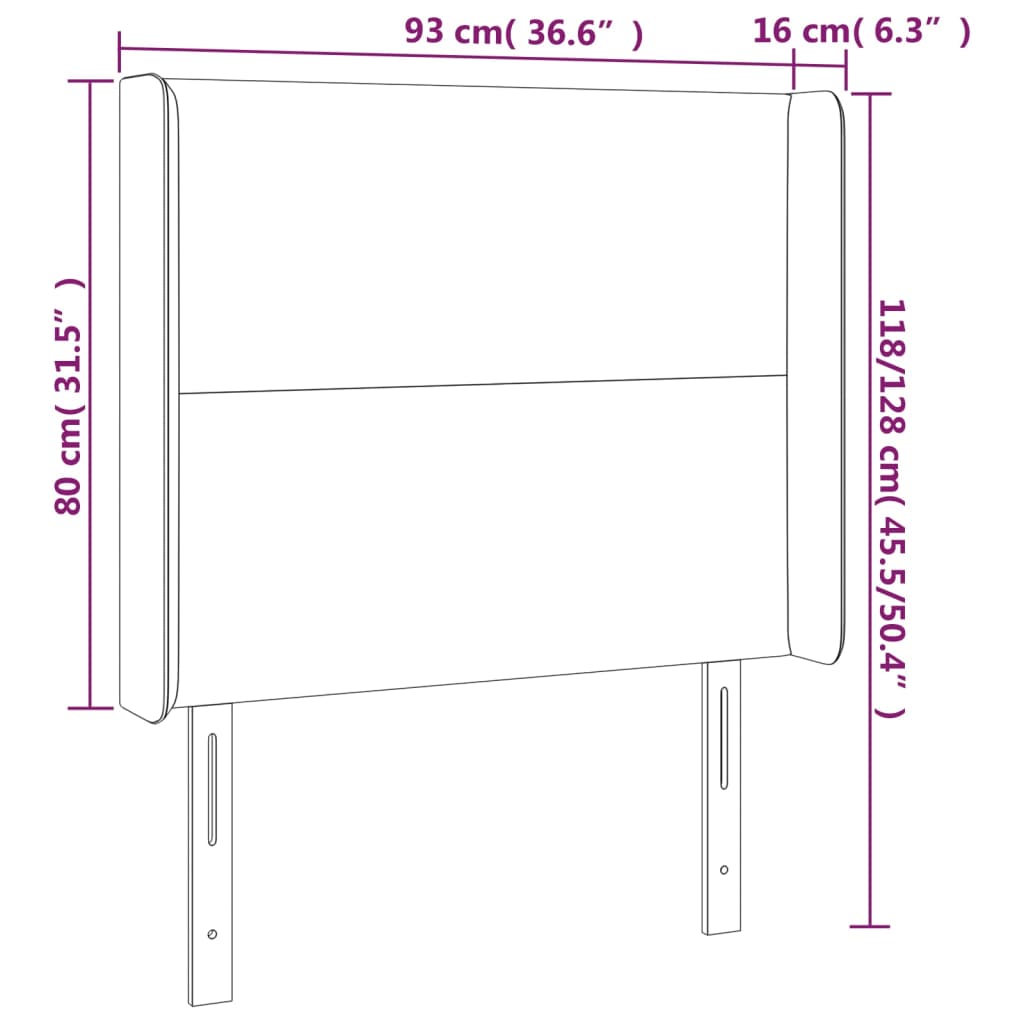 vidaXL Hoofdbord met randen 93x16x118/128 cm fluweel donkerblauw