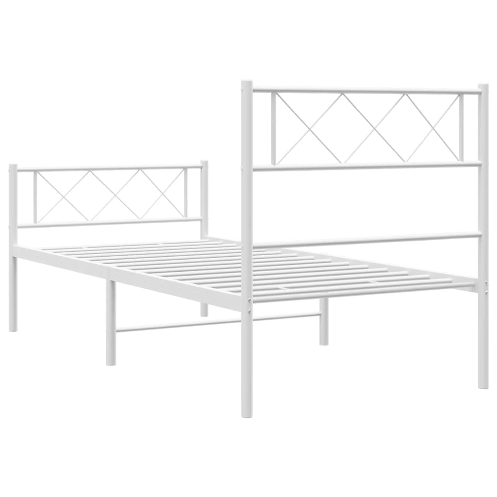 vidaXL Bedframe met hoofd- en voeteneinde metaal wit 100x200 cm