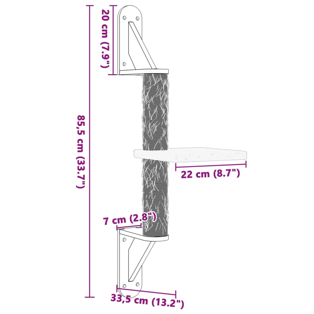 vidaXL Kattenmeubel wandgemonteerd met krabpaal 85,5 cm donkergroen