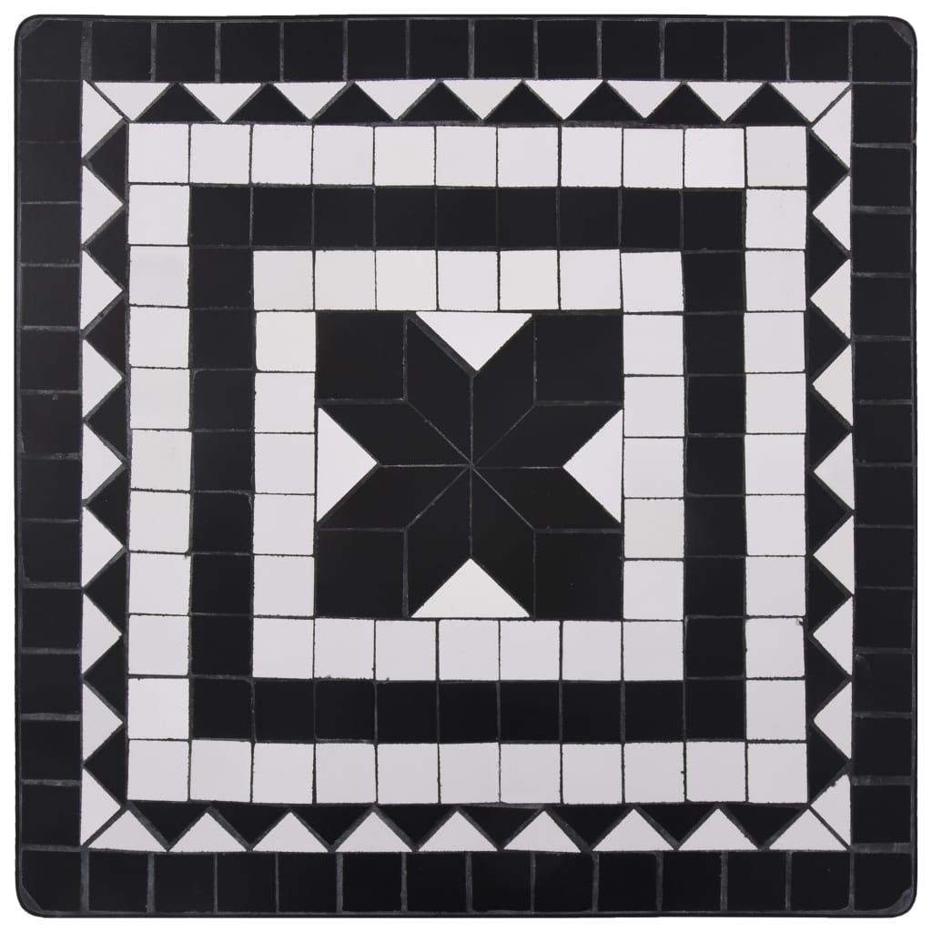 vidaXL Bistrotafel mozaïek 60 cm keramiek zwart en wit