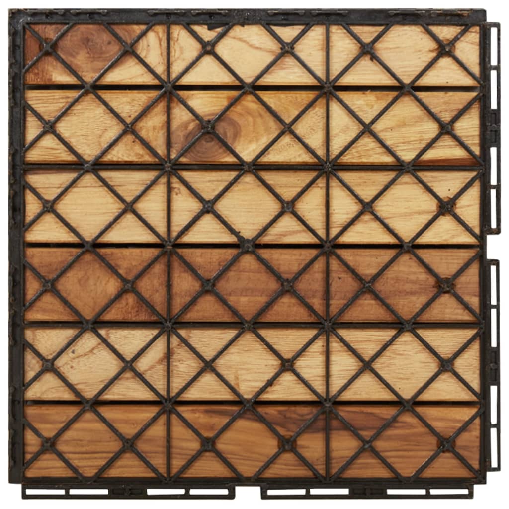 vidaXL Terrastegels 10 st 30x30 cm massief teakhout verticaal patroon