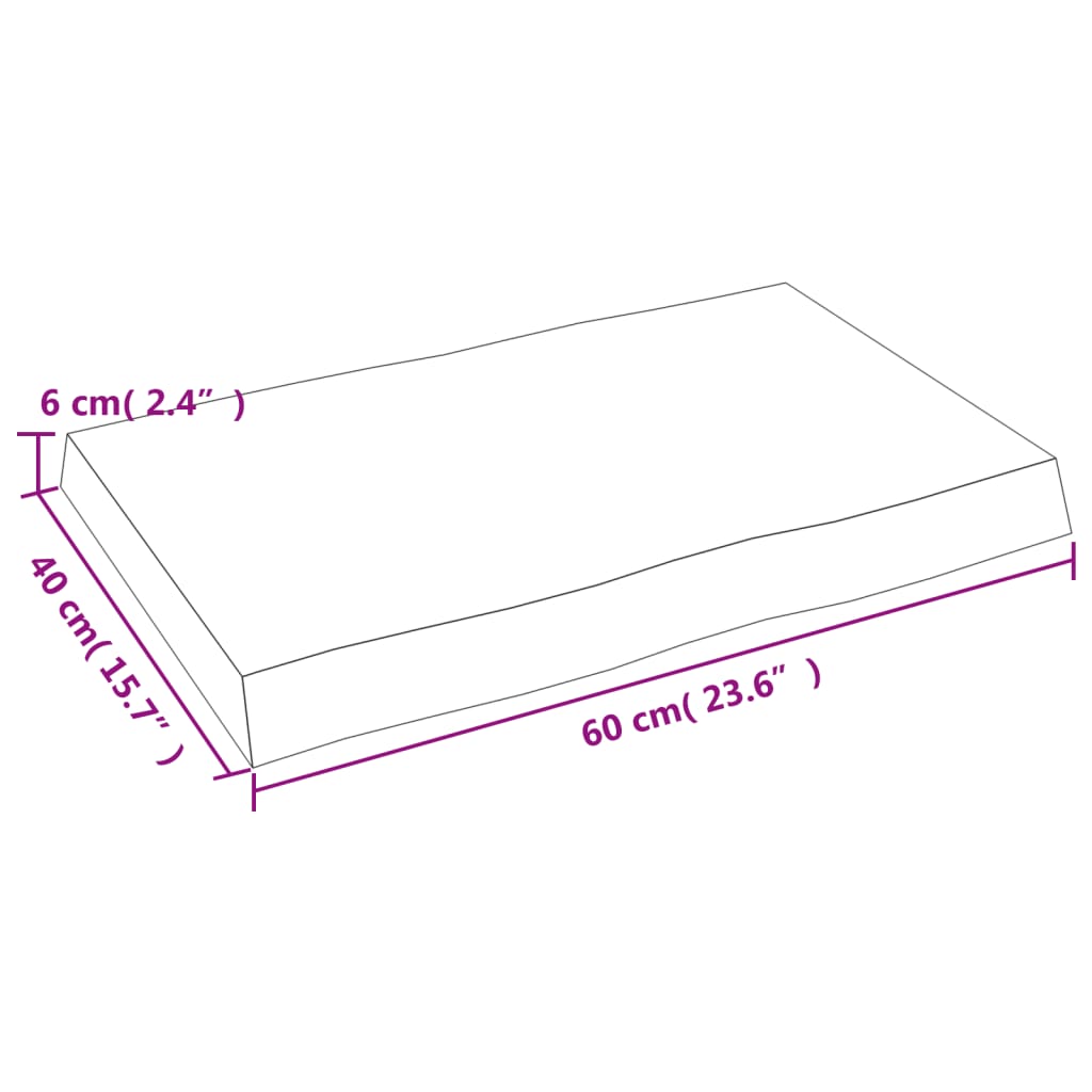 vidaXL Tafelblad natuurlijke rand 60x40x(2-6) cm massief eikenhout