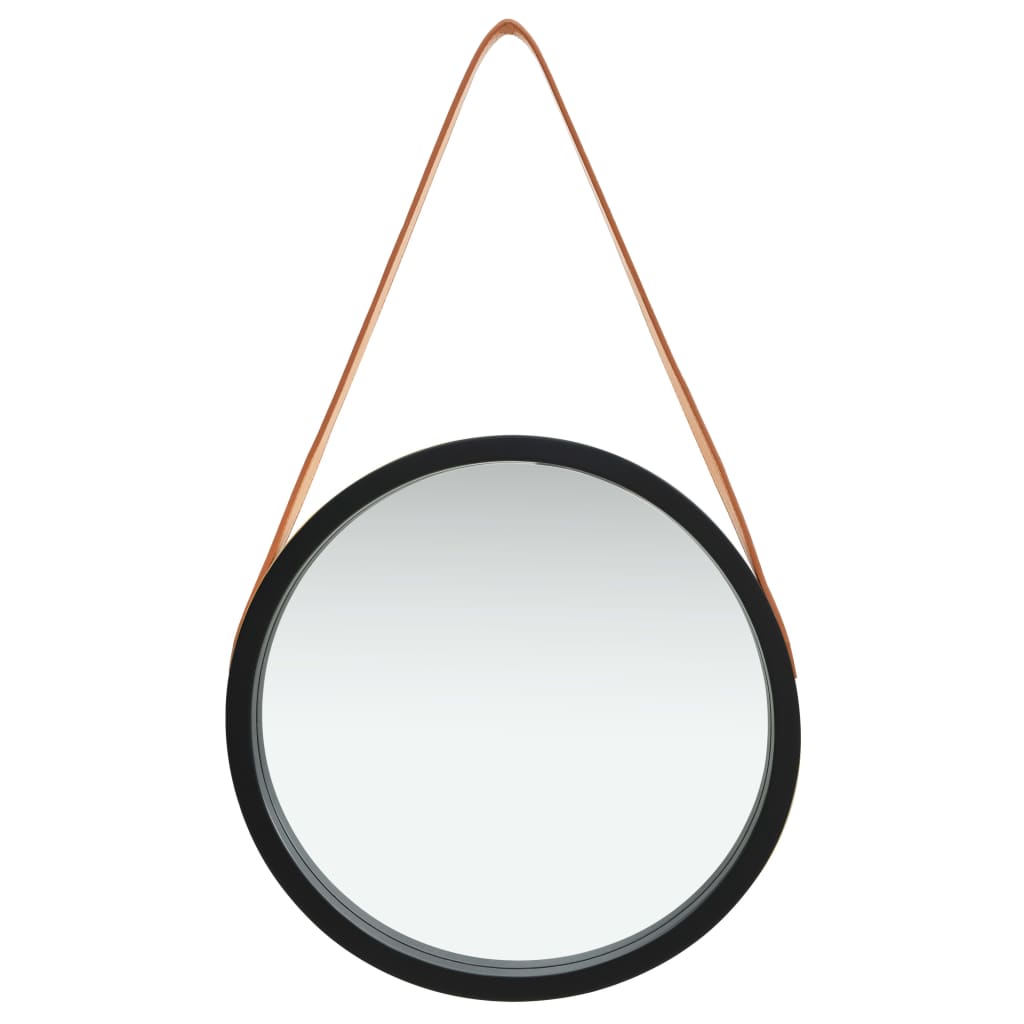 vidaXL Wandspiegel met band 40 cm zwart
