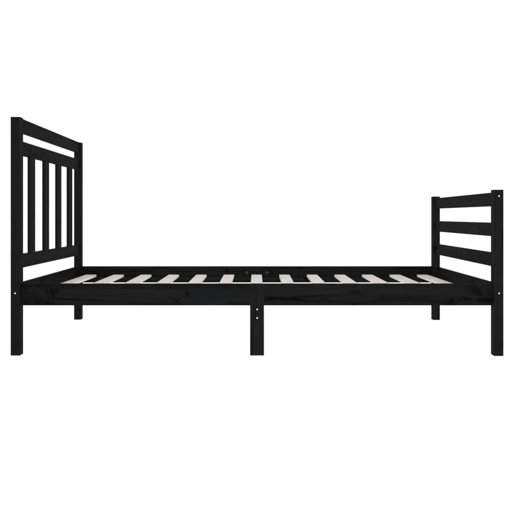 vidaXL Bedframe massief hout zwart 90x200 cm