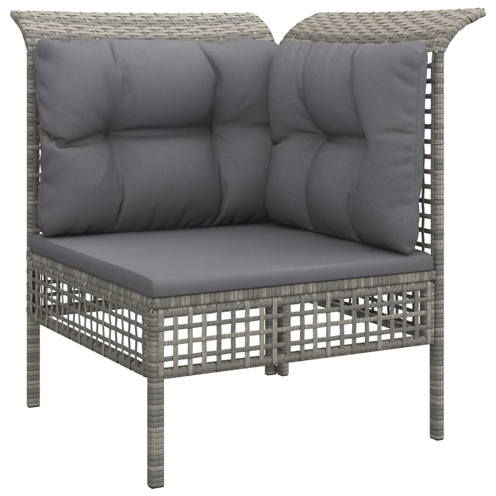 vidaXL 6-delige Loungeset met kussens poly rattan grijs