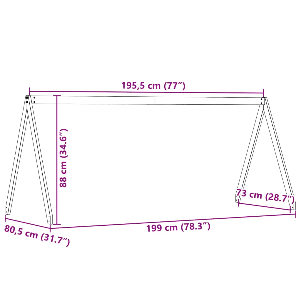 vidaXL Kinderbedhuisje 199x80,5x88 cm massief grenenhout wasbruin