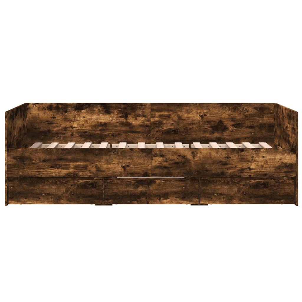 vidaXL Slaapbank met lades 100x200 cm bewerkt hout gerookt eikenkleur