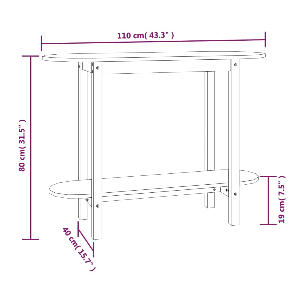 vidaXL Wandkast 110x40x80 cm massief grenenhout honingbruin