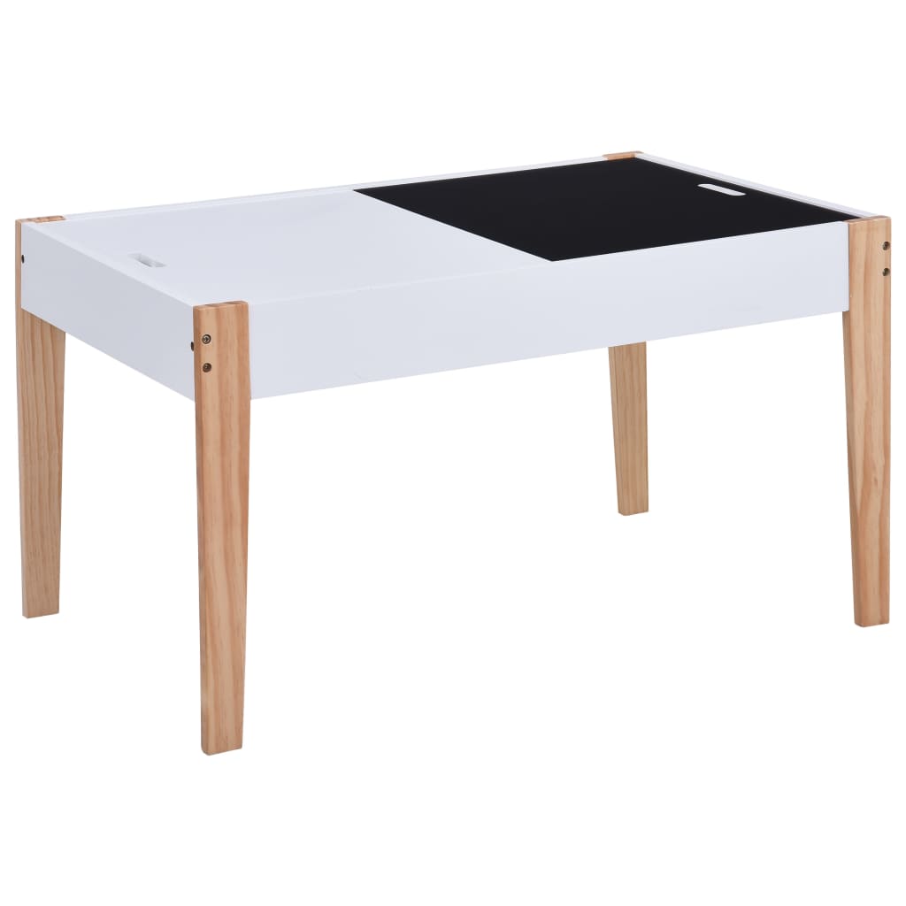 vidaXL 3-delige Kindertafel- en stoelenset krijtbord zwart en wit