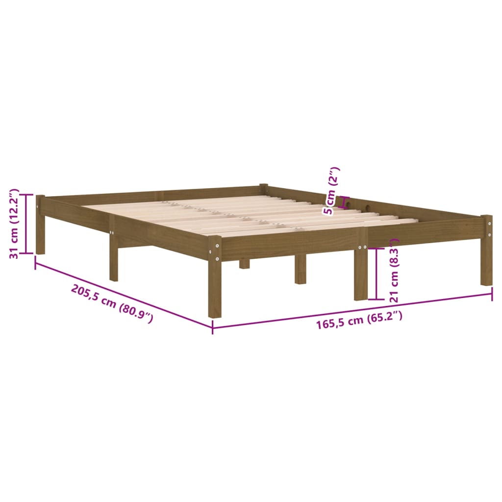 vidaXL Bedframe massief grenenhout honingbruin 160x200 cm