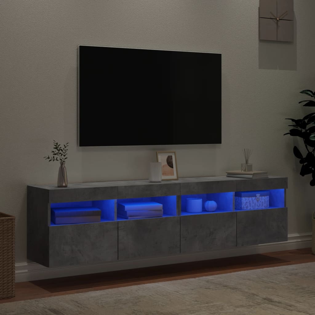 vidaXL Tv-wandmeubels met LED 2 st 80x30x40 cm betongrijs