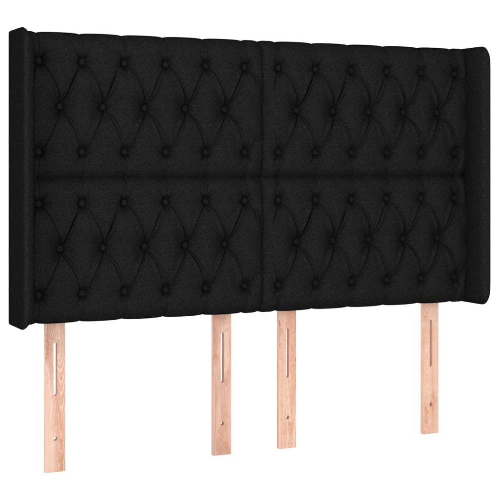 vidaXL Hoofdbord LED 147x16x118/128 cm stof zwart