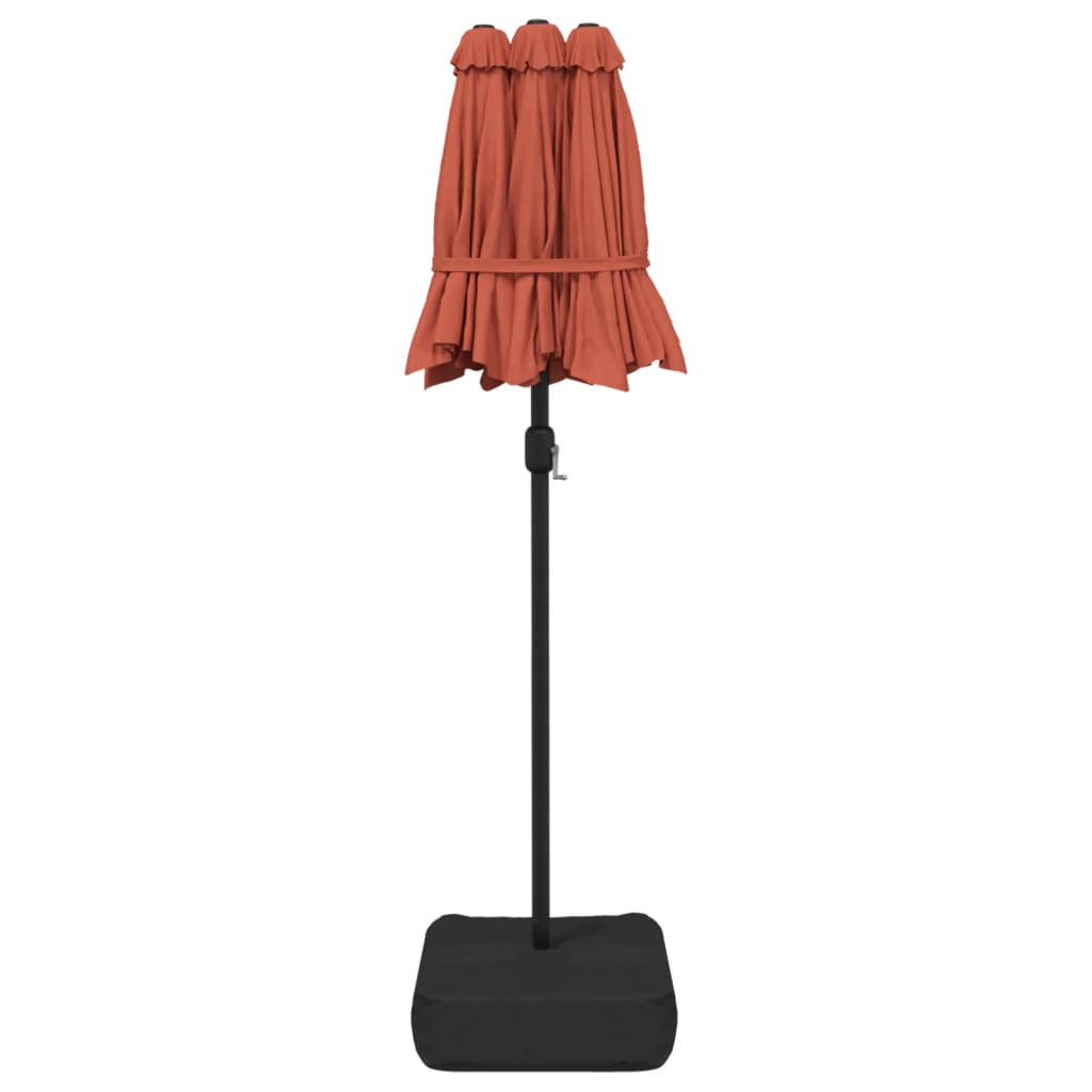 vidaXL Parasol dubbel dak met LED's 316x240 cm terracottakleurig