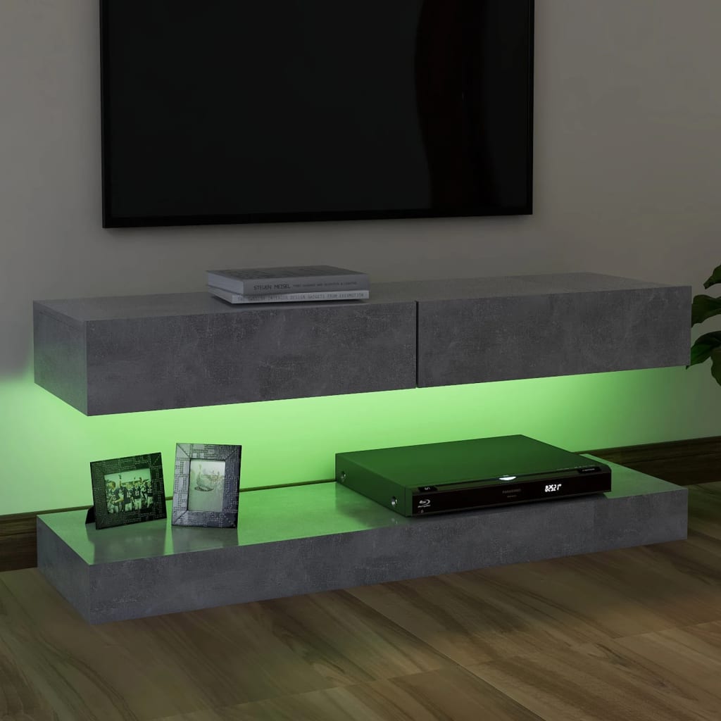 vidaXL Tv-meubel met LED-verlichting 120x35 cm betongrijs