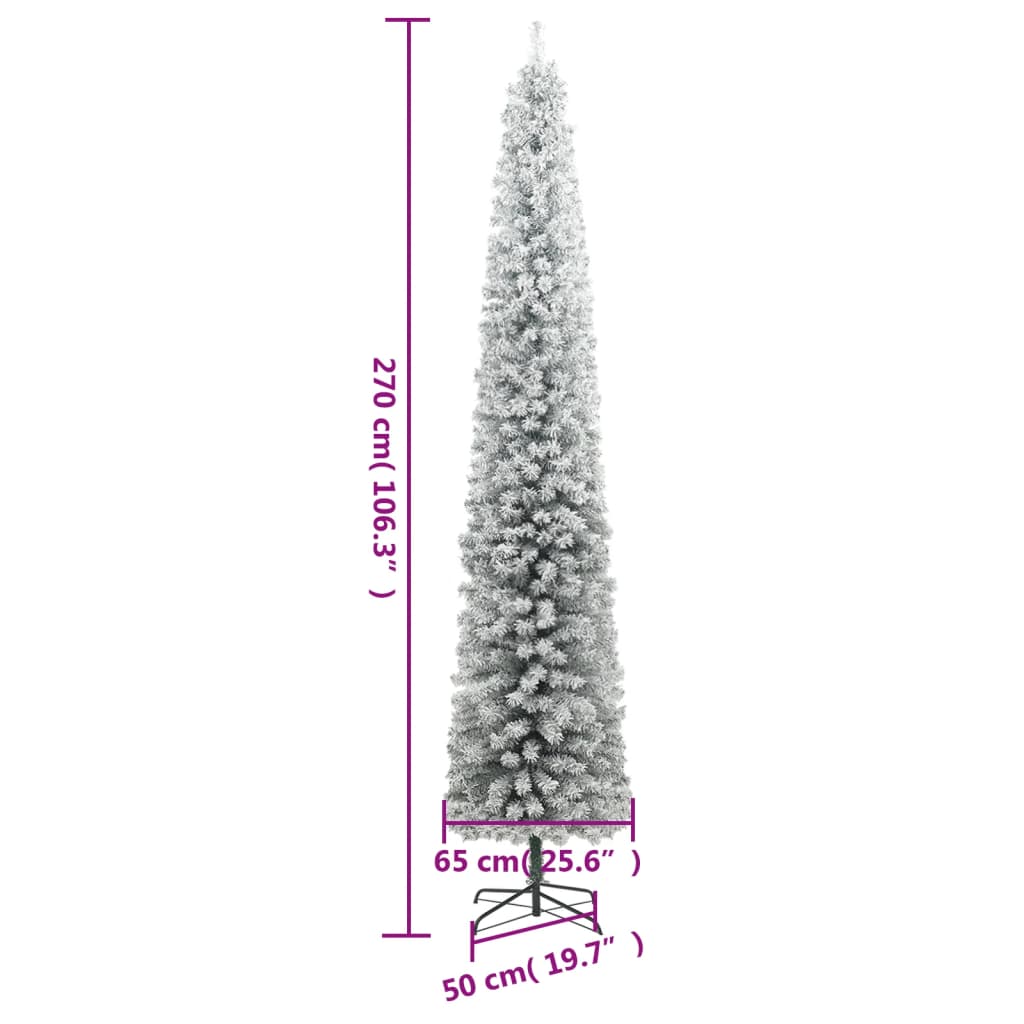vidaXL Kerstboom smal met 300 LED's en sneeuw 270 cm
