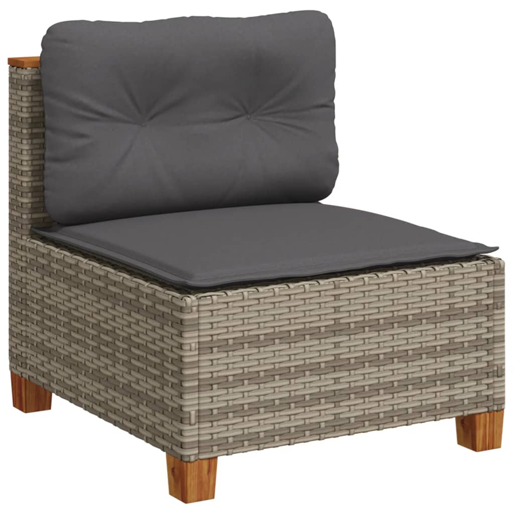 vidaXL 10-delige Loungeset met kussens poly rattan grijs