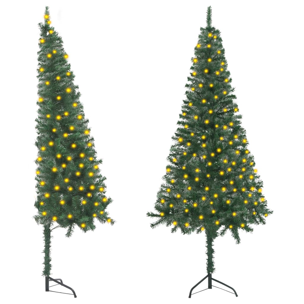 vidaXL Kunstkerstboom met verlichting hoek 210 cm PVC groen