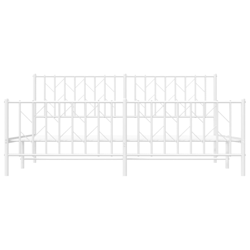 vidaXL Bedframe met hoofd- en voeteneinde metaal wit 183x213 cm