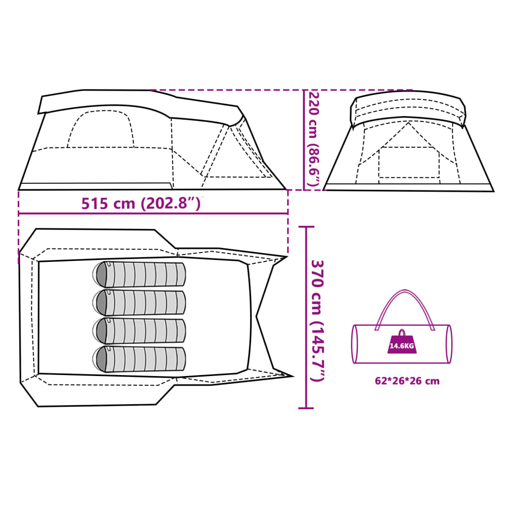 vidaXL Tent met luifel 4-persoons waterdicht blauw