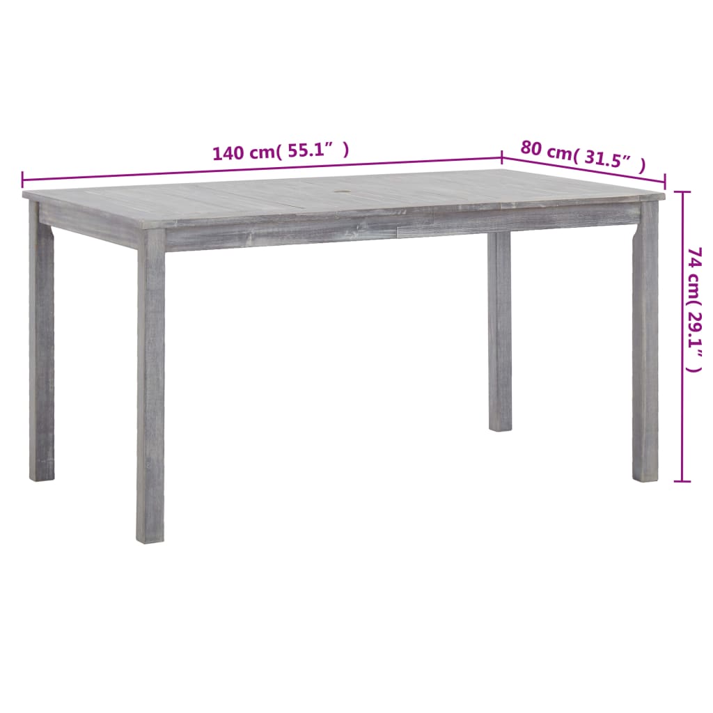 vidaXL 5-delige Tuinset massief acaciahout grijs