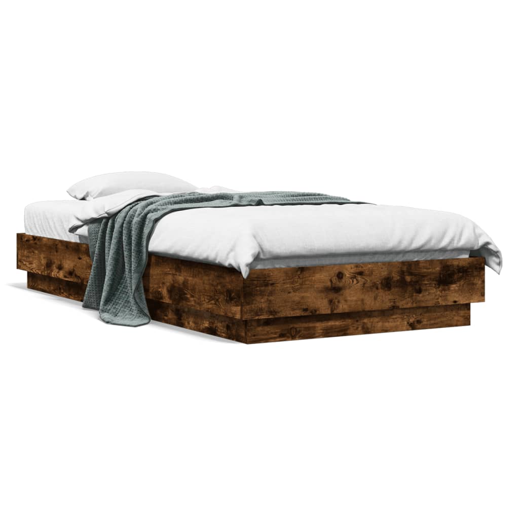 vidaXL Bedframe zonder matras hout gerookt eikenkleurig 75x190 cm