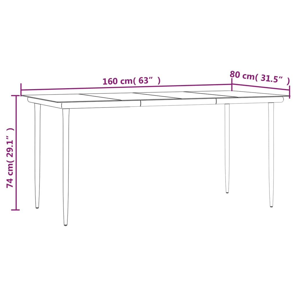 vidaXL 5-delige Tuinset met kussens poly rattan zwart