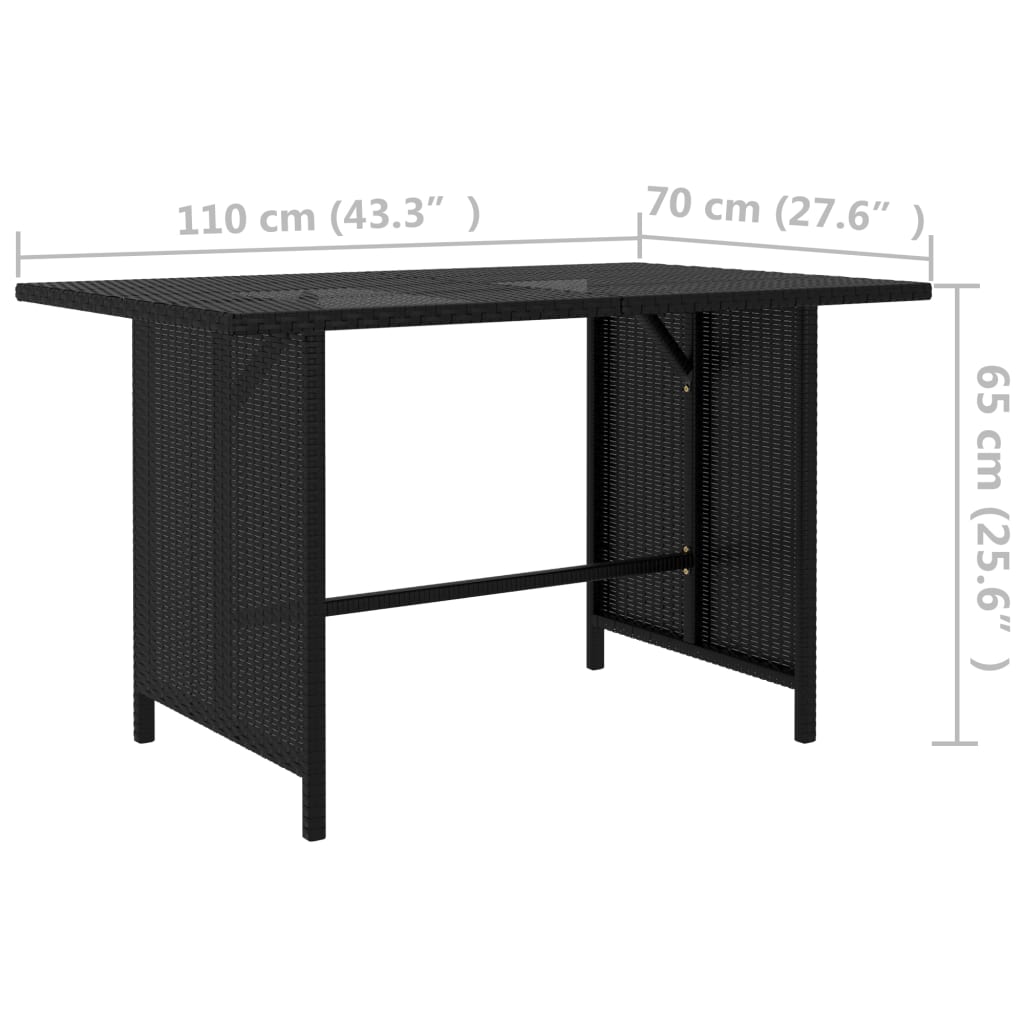 vidaXL Tuintafel 110x70x65 cm poly rattan zwart