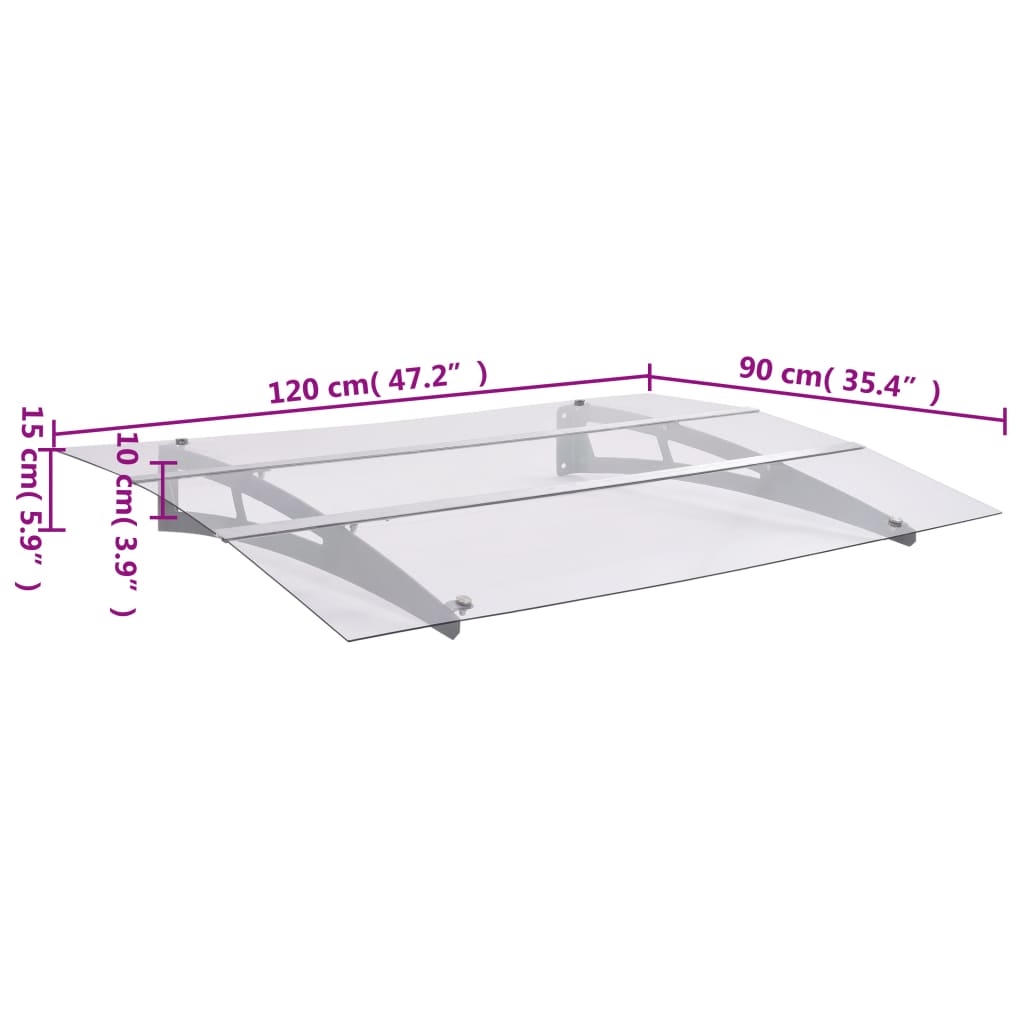 vidaXL Deurluifel 120x90 cm polycarbonaat zilverkleurig en transparant