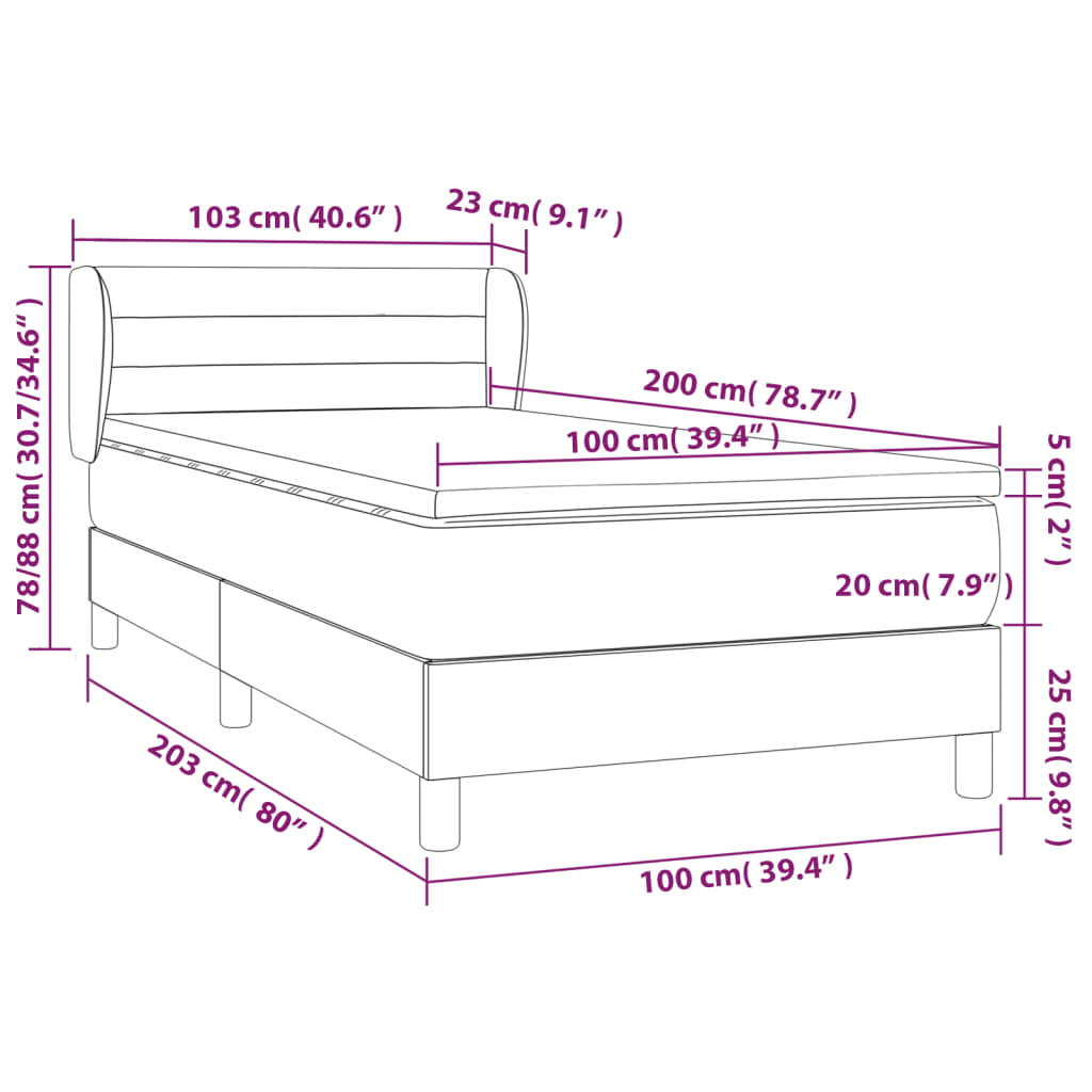 vidaXL Boxspring met matras fluweel zwart 100x200 cm