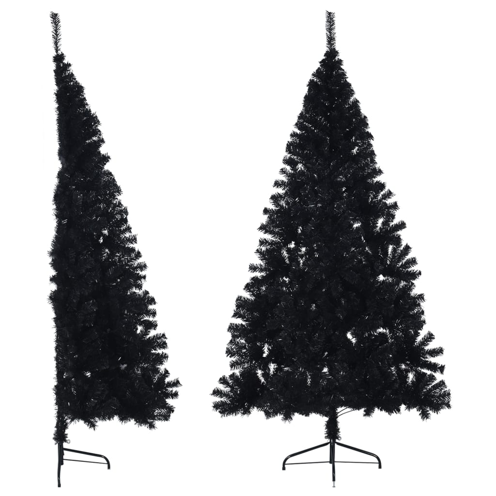 vidaXL Kunstkerstboom met standaard half 180 cm PVC zwart