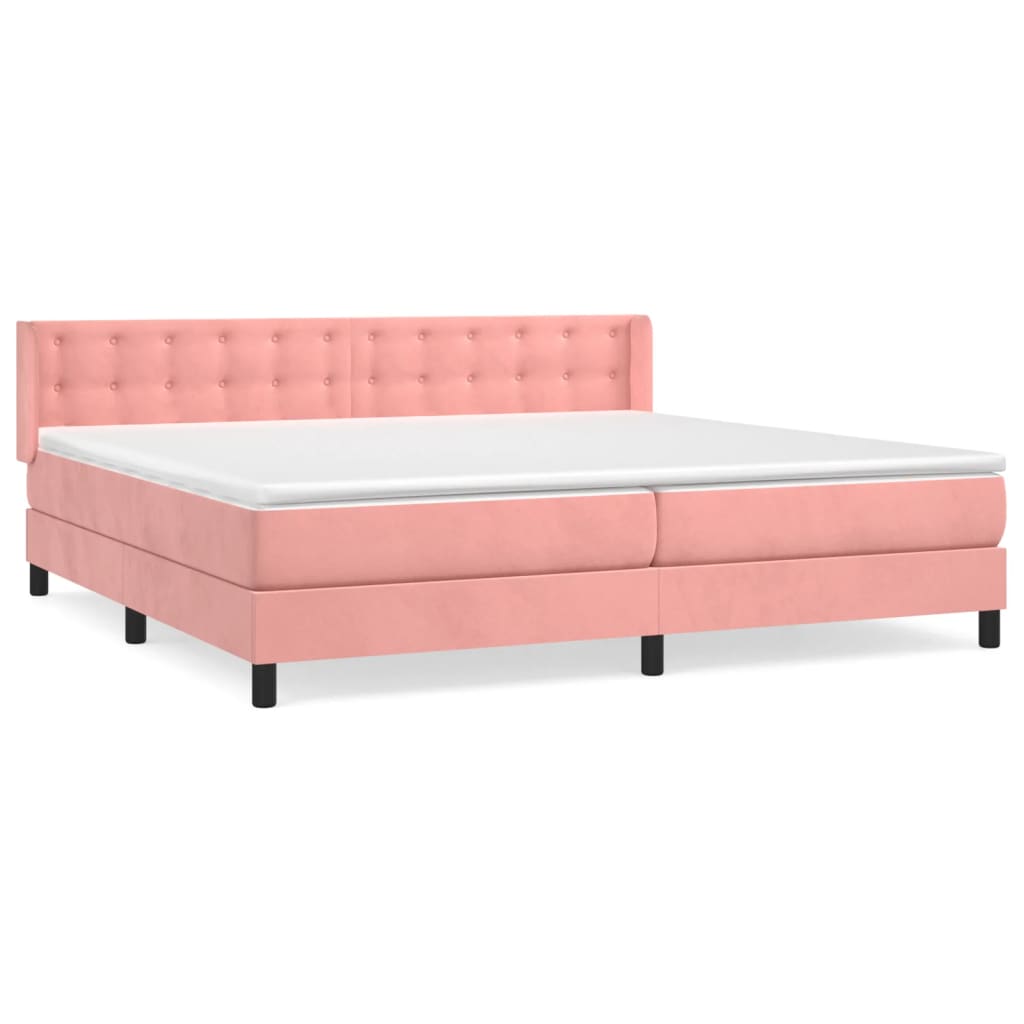 vidaXL Boxspring met matras fluweel roze 200x200 cm