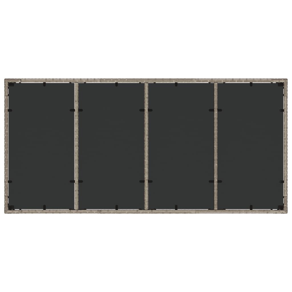 vidaXL Tuintafel met glazen blad 190x90x75 cm poly rattan lichtgrijs