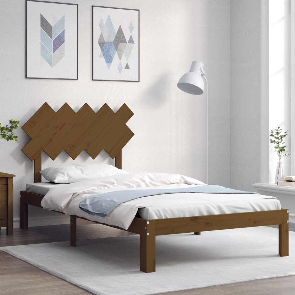 vidaXL Bedframe met hoofdbord massief hout honingbruin 100x200 cm