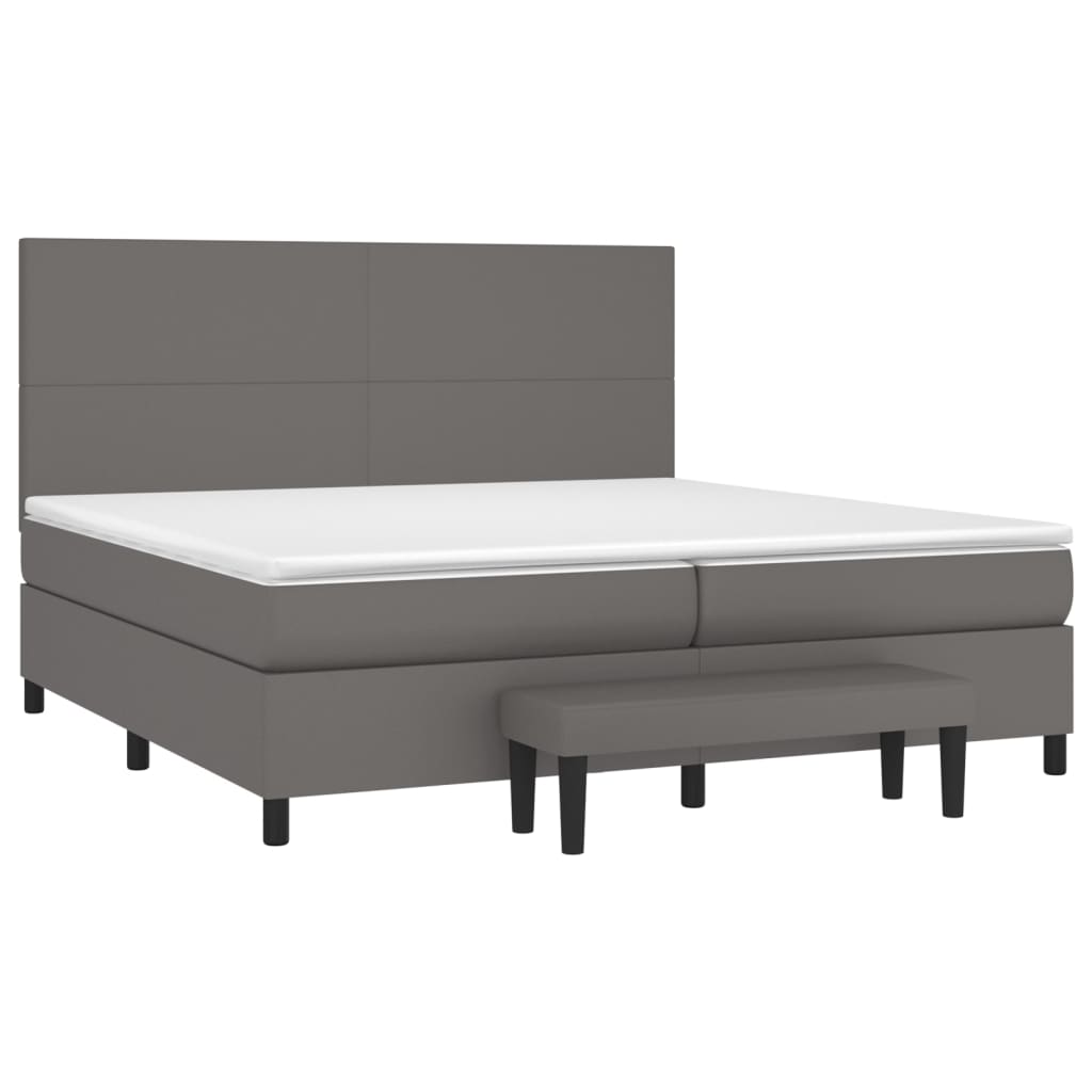 vidaXL Boxspring met matras kunstleer grijs 200x200 cm